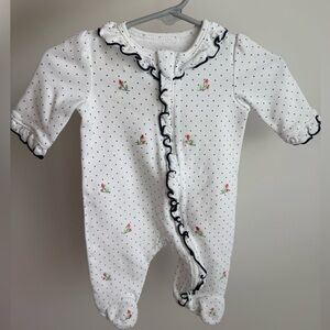 Little Me White Polka Dot Baby Footie - Newborn